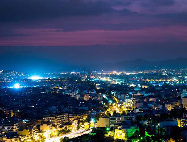 Dark skies over Athens Greece