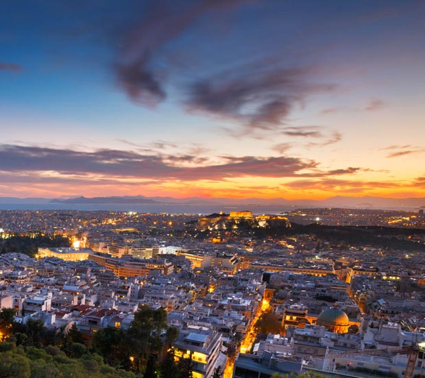 Sunset over Athens Greece