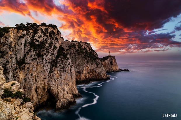 Lefkada Coast under a sunset