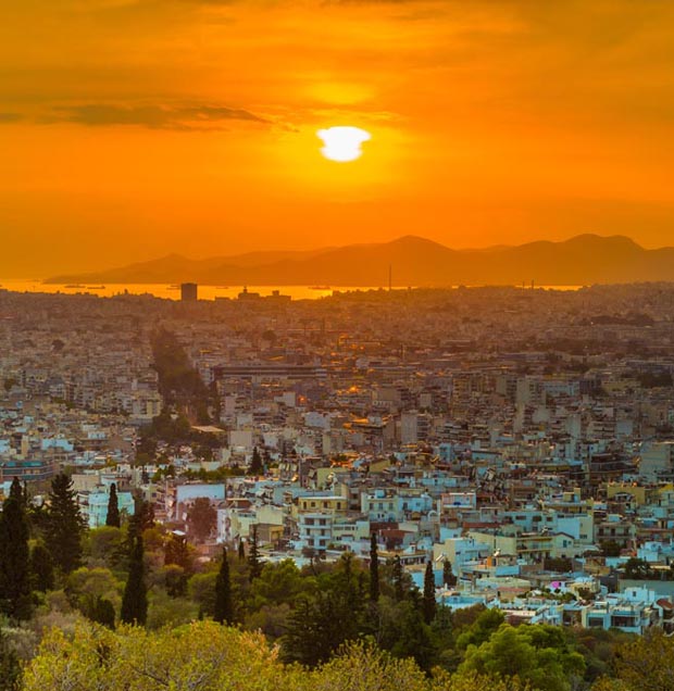 Sunrise over Athens Greece