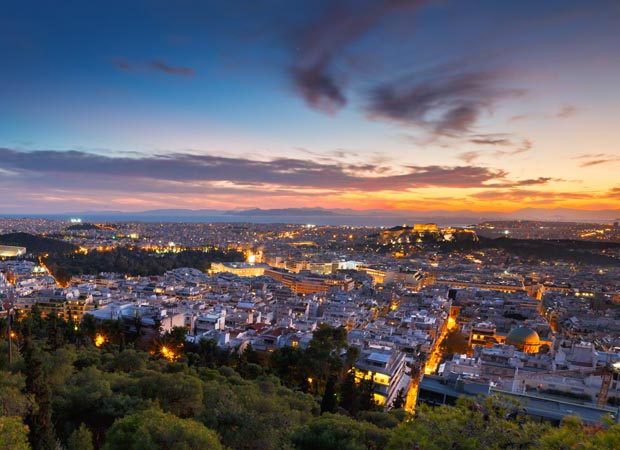 Athens Greece view from Ymittos Mountain