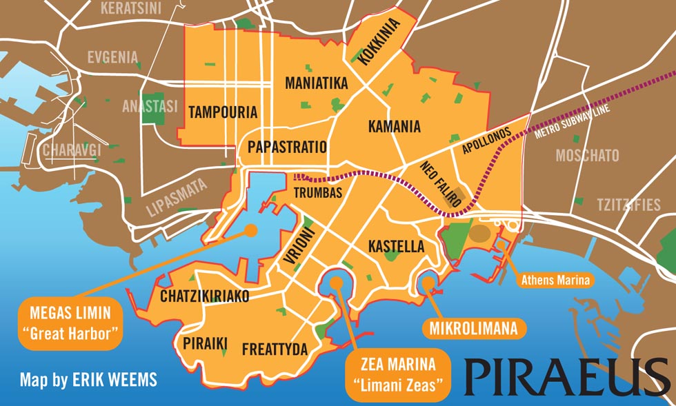 Port map of Piraeus
