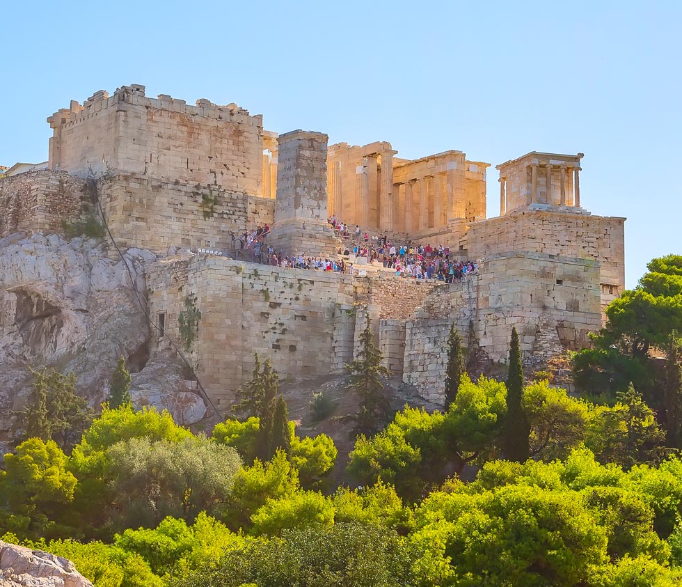 Acropolis in Athens under the sun