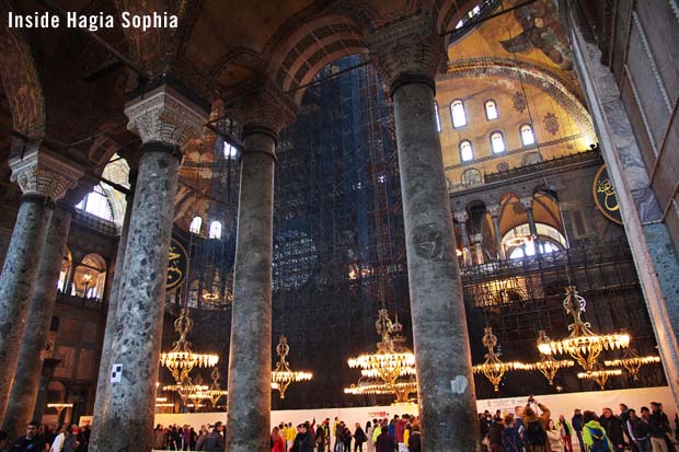 Inside the Hagia Sophia in Instanbul Constantinople Turkey