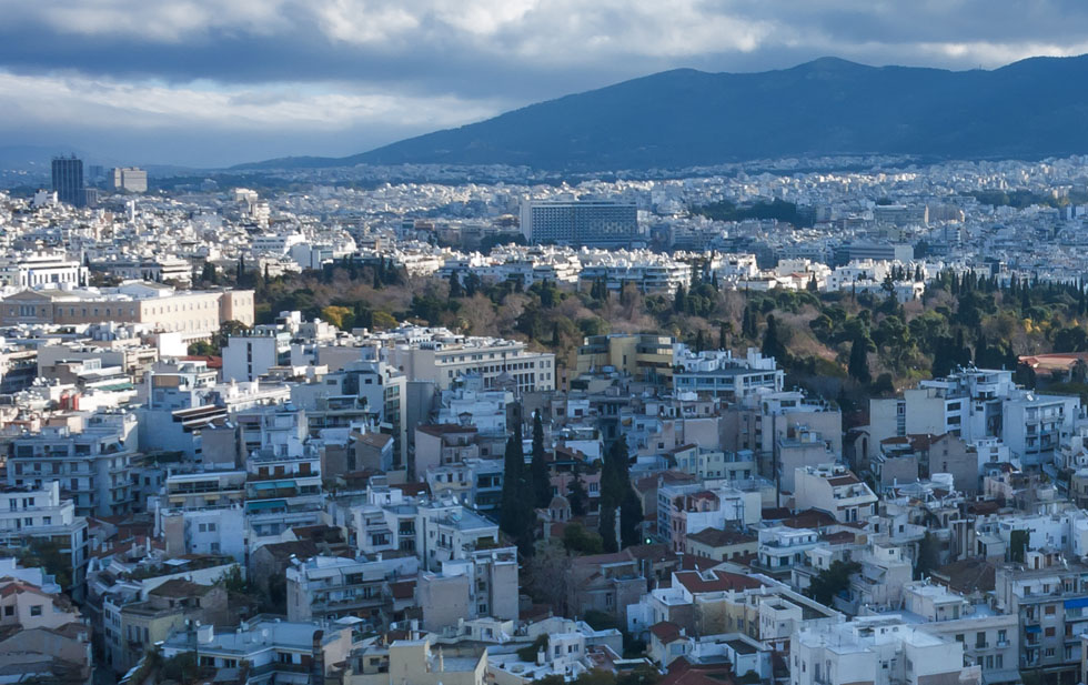 Athens under heavy skies