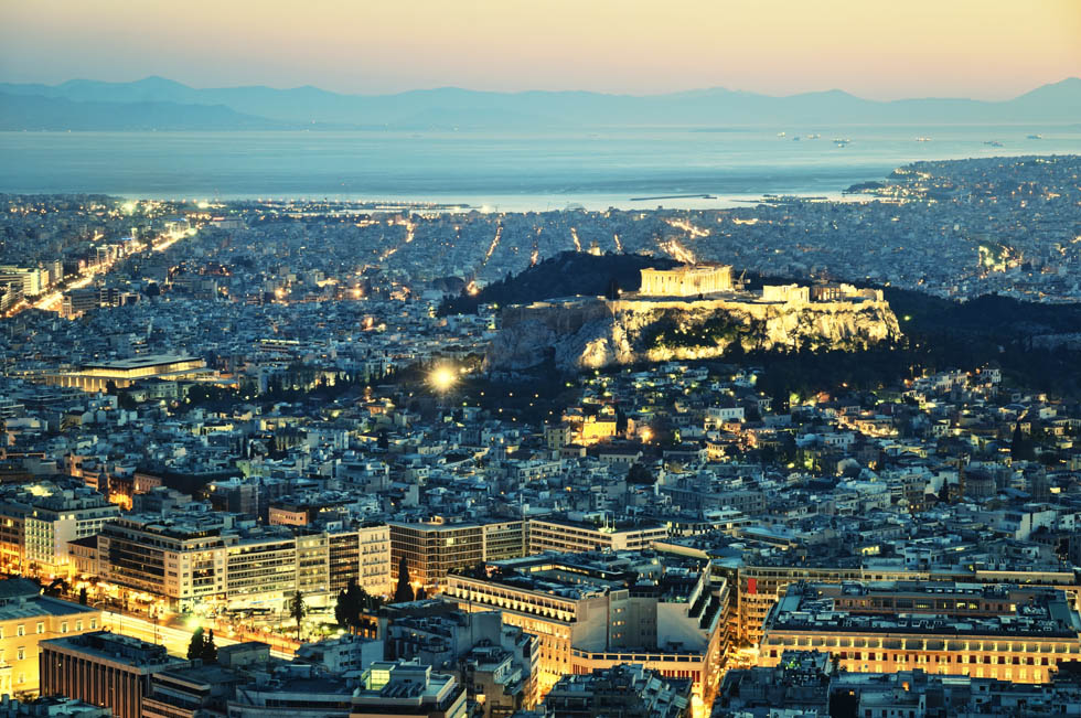 Athens Greece at dusk