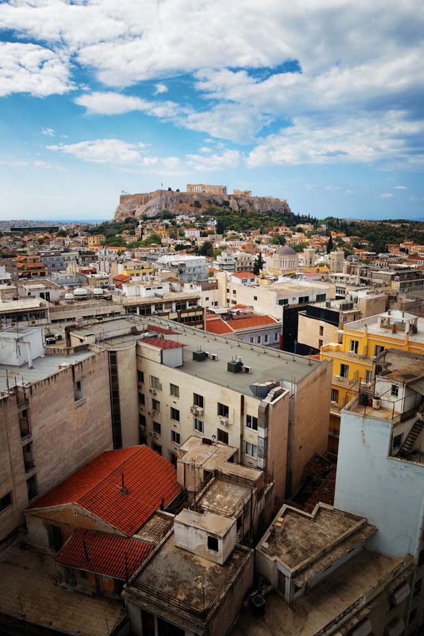 Acropolis and Athens Greece roof tops