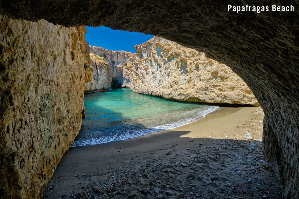 Rocky arch at papfragas Beach Greece