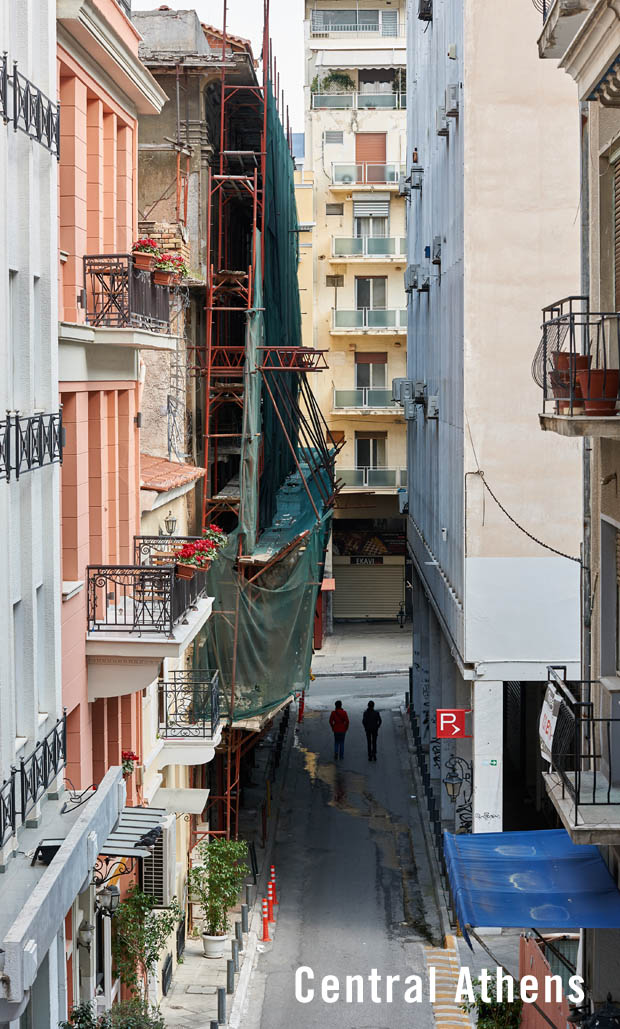 Central Athens Greece buildings and street