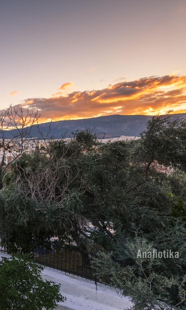 sunset over Anafiotika