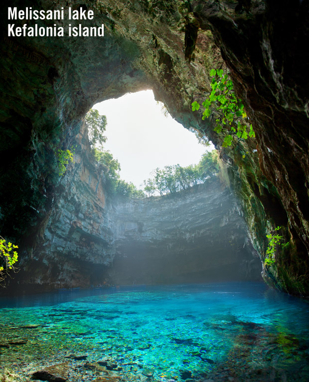 Melissani lake on Kefalonia island, Greece