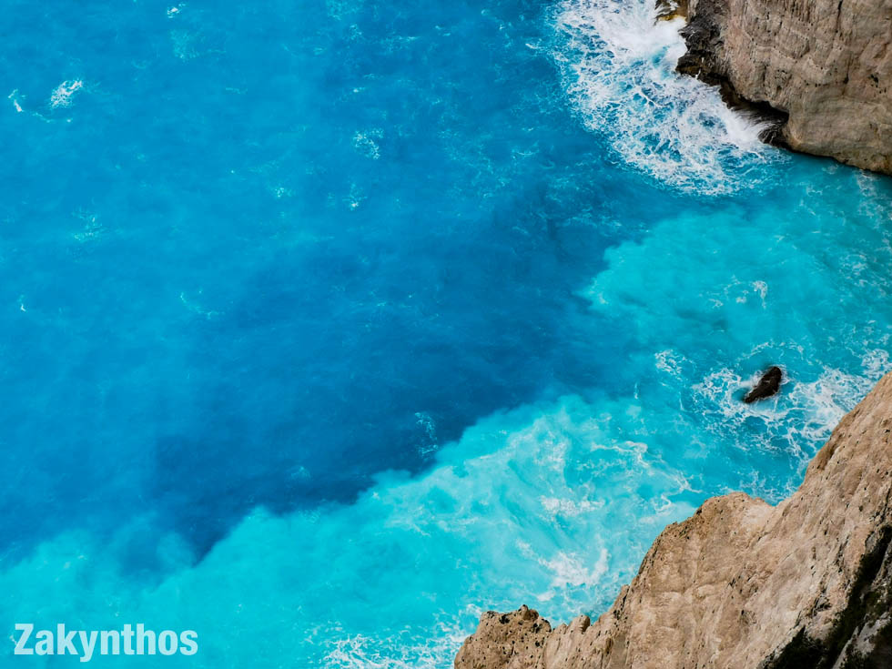 Zakynthos green aqua cyan colors on the coast