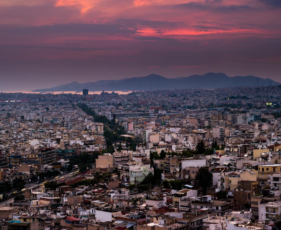 Sunset view of Saronic GUlf from Acropolis