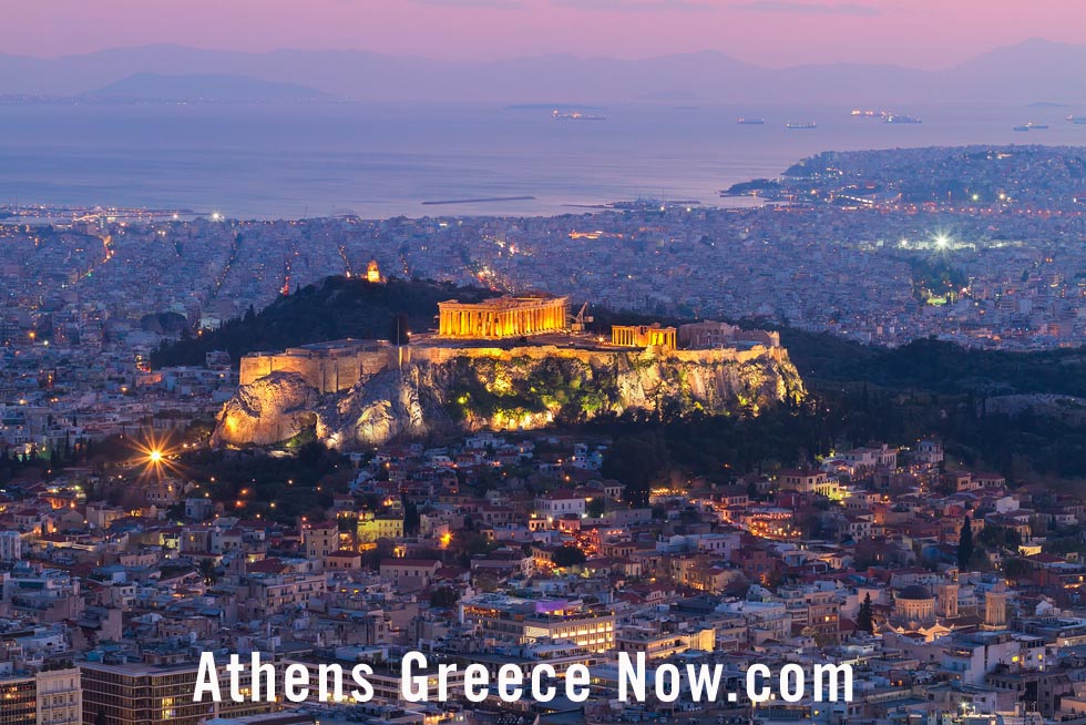 Athens Greece Evening Light at Dusk