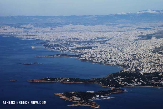 Athens Greece from the Sky with Piraeus