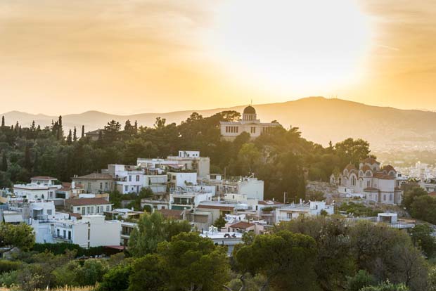 Sun over Athens Greece