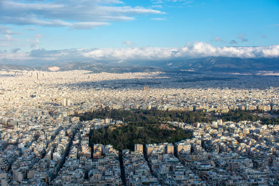 Ring of trees in Athens Greece