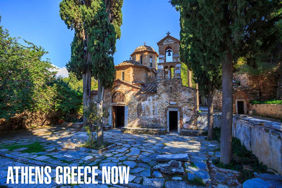 old Byzantine monastery in Kaisariani, Athens, Greece