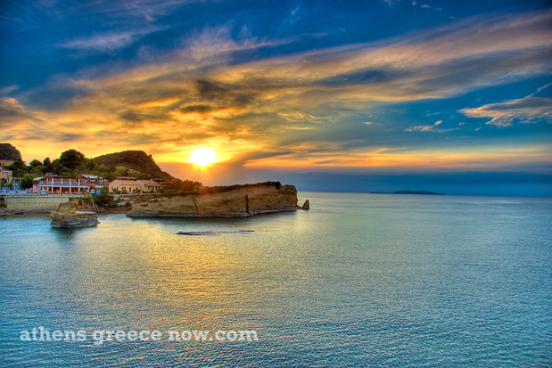 Corfu island sunset in Greece on the Aegean