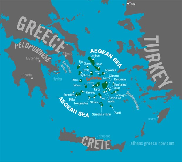 Cyclades Map in Greece