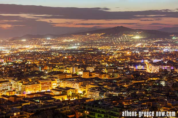 Night Scene Athens Greece