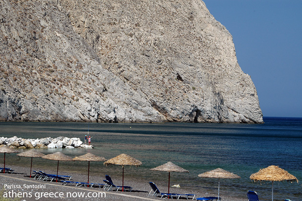 Perissa Beach on Santorini Greece