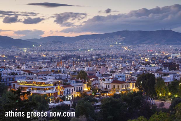 Sunset over Athens Greece