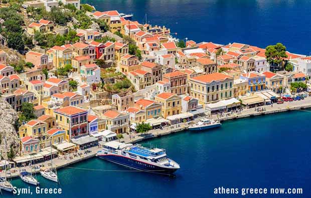 Symi Greece - aerial photo above coast