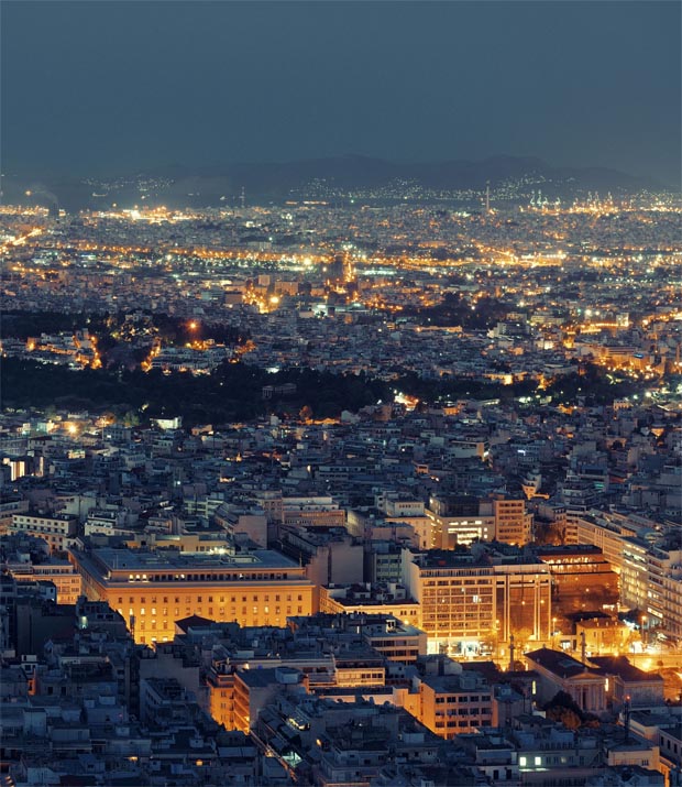 Night time in Athens Night time in Athens