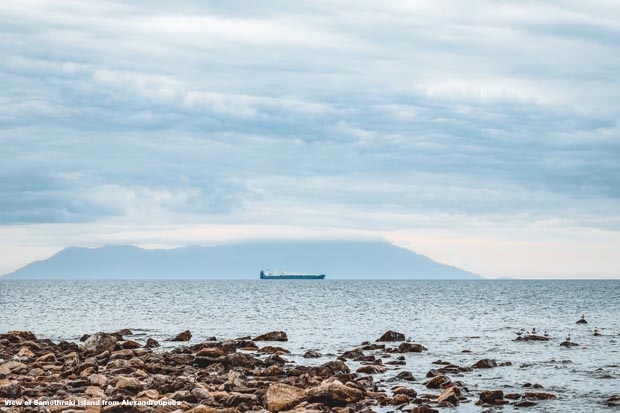 View of Samothraki island and the Thracian Sea - click to view larger View of Samothraki island and the Thracian Sea