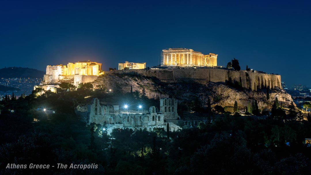 At night at the Acropolis