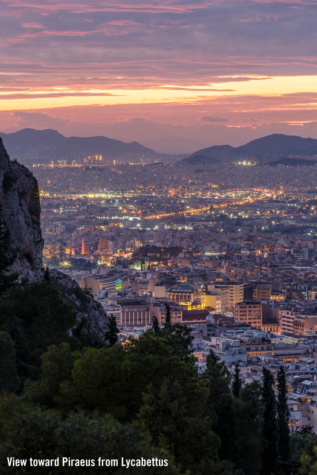 View toward Piraeus across Athens from Lycabettus Hill View toward Piraeus across Athens from Lycabettus Hill